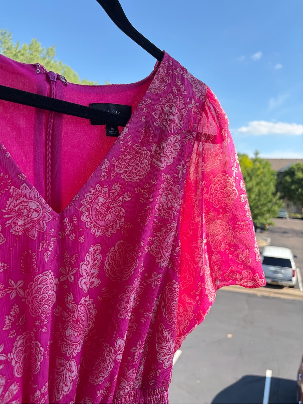 🆕💖MSK Pink Floral Chiffon Maxi Dress Size M Flutter Boho Romantic Wedding Guest - Picture 11 of 17